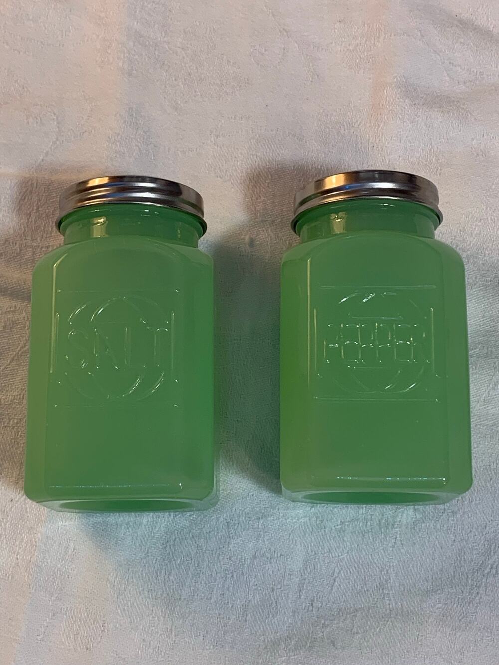 Jade Green Colored Salt and Pepper Matching Set